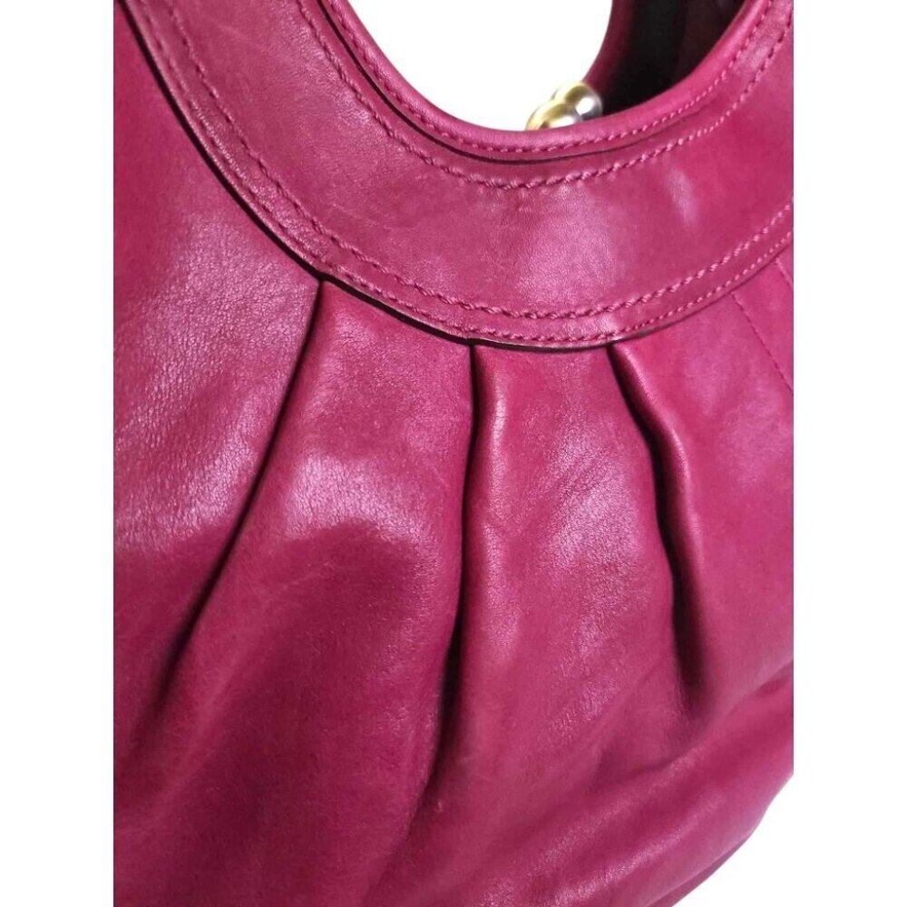 Coach Ergo Pleated Leather Kisslock Satchel Hot Pink/… - Gem